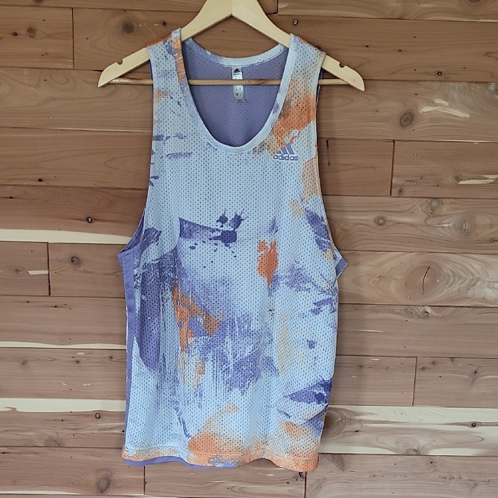 Adidas Mesh Tank, Size M, White, Purple, Orange, Tie-Dye
